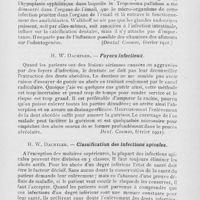 0623 - Page 621 - Revue analytique. Walkhoff. — Etude biologique de la nature de la carie dentaire. (Dental Cosmos, février 1921) / H. W. Dachtler. — Foyers infectieux. (Dent. Cosmos, février 1921) / H. W. Dachtler. — Classification des infections apicales. (Dent. Cosmos, février 1921)