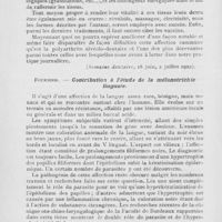0626 - Page 624 - Revue analytique. Nivard. — Polyarthrite et pyorrhée alvéolaire. (Semaine dentaire, 18 juin, 2 juillet 1922) / Fournier. — Contribution à l’étude de la mélanotrichie linguale