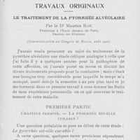 0713 - Page 711 - Travaux originaux. Le traitement de la pyorrhée alvéolaire par le Dr Maurice Roy (À suivre)