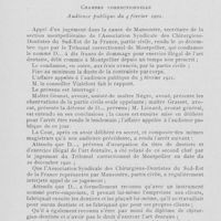 0080 - Page 74 - Jurisprudence professionnelle. Cour d’appel de Montpellier. Chambre correctionnelle. Audience publique du 4 février 1921