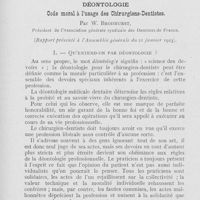 0218 - Page 212 - Association générale syndicale des dentistes de France. Déontologie - Code moral à l’usage des Chirurgiens-Dentistes, par W. Brodhurst. Qu’entend-on par Déontologie ?