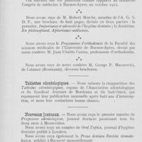 0300 - Page 294 - Bibliographie. Livres reçus / Tablettes odontologiques / Nouveaux journaux