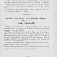 0513 - Page 505 - Réunions et congrès. Fédération dentaire internationale (F. D) - Session de Paris (1923)