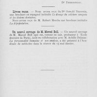 0524 - Page 516 - Bibliographie. De l’emploi des rayons X en Stomatologie par le Dr Et Mme Dufougeré. Paris, Maloine, 1923 / Livres reçus / Un nouvel ouvrage de M. Marcel Boll