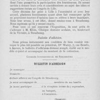 0593 - Page 585 - Réunions et congrès. Congrès intersyndical de l’art dentaire - (Strasbourg, 7-9 septembre 1923) / Bulletin d’adhésion