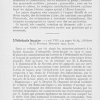 0065 - Page 64 - Bibliographie. A. Bouland. — Les impôts du chirurgien-dentiste / L’orthodontie française. — Éditions de la Province Dentaire 1922, Lyon