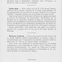 0067 - Page 66 - Bibliographie. Anuario dental / Livres reçus / Nouveaux journaux
