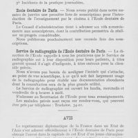 0168 - Page 167 - Nouvelles. Société d'odontologie de Paris / Ecole dentaire de Paris / Service de radiographie de l’école dentaire de Paris / Avis