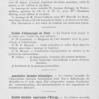 0260 - Page 259 - Nouvelles. Mariages / Société d’Odontologie de Paris / Association dentaire britannique / Société dentaire américaine d’Europe