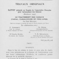 0262 - Page 261 - Travaux originaux. Le traitement des canaux (Canal, canalicules et Péri-Apex ) par Paul Housset (Suite et à suivre)
