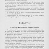 0412 - Page 411 - Réunions et congrès. Les journées médicales de Bruxelles / Bulletin. L’orientation professionnelle / Groupement fédéral des syndicats dentaires de France
