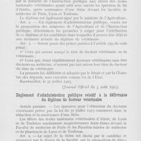 0424 - Page 423 - Intérêts professionnels. Loi autorisant les écoles nationales à délivrer un diplome de docteur Vétérinaire