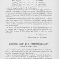0430 - Page 429 - Bibliographie. Les rayons ultra-violets en dentisterie / L’anesthésie dentaire par la réfrigération progressive (Thèse de Paris, 1923)