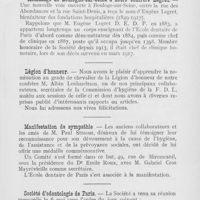 0436 - Page 435 - Nécrologie. M. Marcel Dupas, Mme Lemaire-Chaillot, Georges Carré, M. André Paillard, Dr Théodore Frick, M. Sylvestre Spina, M. Emile Hocquard, Mme Jeanne Soret / In memoriam (M. Sylvestre Spina, M. Emile Hocquard, Mme Jeanne Soret) / Nouvelles. Hommage de Boulogne-sur-Seine à notre confrère Legret / Légion d’honneur / Manifestation de sympathie / Société d’odontologie de Paris