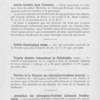 0438 - Page 437 - Nouvelles. Les dentistes et les élections / Service dentaire dans l’industrie / Société odontologique Suisse / Congrès dentaire international de Philadelphie / Création de la Chambre des chirurgiens-dentistes bavarois / Association des chirurgiens-dentistes allemands fonctionnaires