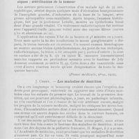 0511 - Page 510 - Revue analytique. Guivy et Joly. — Epithélioma de la langue traité par la radiothérapie ultra-pénétrante ; disparition complète des signes classiques ; stérilisation de la tumeur (Presse médicale, 1922) / J. Comby. — Les maladies de dentition (Journal de Méd. Et de Chir. Pratiques, 10 juillet 1922)