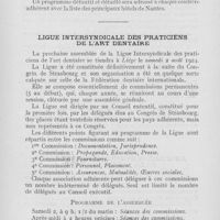 0591 - Page 590 - Réunions et congrès. Association syndicale des dentistes de la Loire-Inférieure / Ligue intersyndicale des praticiens de l’art dentaire