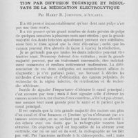 0637 - Page 636 - Revue des revues. Ouverture du canal pulpaire et obturation par Diffusion technique et résultats de la médication électrolytique par Harry B. Johnston. (Dental Cosmos, juin 1923)