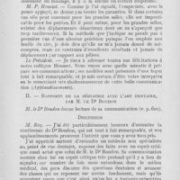 0650 - Page 649 - Sociétés scientifiques. Société d’odontologie de Paris. Séance du 1er avril 1924. Selles articulées et selles fixes dans les bridges amovibles ; ancrage et fonction par M. P. Housset / Rapports de la pédiatrie avec l’art dentaire par M. Le Dr Boudon