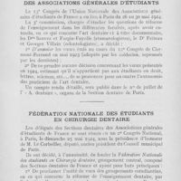 0710 - Page 709 - Réunions et congrès. Congrès de l’union nationale des associations générales d’étudiants / Fédération nationale des étudiants en chirurgie dentaire