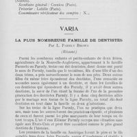 0711 - Page 710 - Réunions et congrès. Fédération nationale des étudiants en chirurgie dentaire / Varia. La plus nombreuse famille de dentistes par L. Parmly Brown
