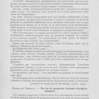 0823 - Page 820 - Revue analytique. R. Duchange. — L’arthrite rhumatismale temporo-maxillaire (Journal de médecine de Bordeaux, 25 déc. 1923) / Michel et Barreau. — Un cas de gangrène buccale d'origine dentaire (Progrès Médical, 29 déc. 23)