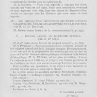 0833 - Page 830 - Sociétés scientifiques. Société d’odontologie de Paris. Séance du 1er juillet 1924. Un nouvel articulateur physiologique. Instrumentation et technique simple permettant le montage rationnel des dents artificielles sur les différentes prothèses (Prothèse partielle et dentier complet) d’après les rapports individuels d’articulé (Avec projections) par le Dr Marcel Darcissac / Les complications infectieuses des foyers septiques paradentaires. Utilité du laboratoire pour les prévenir par M. Le Dr Delater / Rapport annuel du Secrétaire général par le Dr Solas
