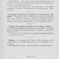 0863 - Page 860 - Nouvelles. Don à la Caisse de Prévoyance de l’A. G. S. D. F / A. G. S. D. F / 3e congrès international de médecine et de pharmacie militaires / Syndicat des dentistes du Rhône et des régions voisines / Mariage