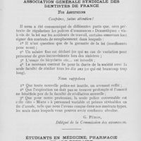 0906 - Page 903 - Intérêts professionnels. Association générale syndicale des dentistes de France / Étudiants en médecine, pharmacie et art dentaire