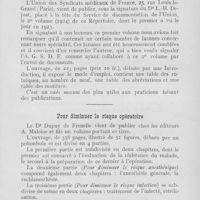 0922 - Page 919 - Bibliographie. Répertoire d’hygiène et de médecine sociales / Pour diminuer le risque opératoire