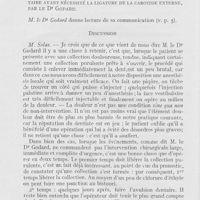 0025 - Page 22 - Société d’odontologie de Paris. Réunion du 1er décembre 1925. Présentation d'un appareil pour la prothèse qui déplace la cire dans le moufle et est aussi un injecteur de caoutchou par M. Joannides / Hémorragie grave consécutive à une avulsion dentaire ayant nécessité la ligature de la carotide externe, par le Dr Godard