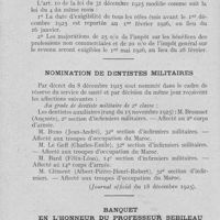 0051 - Page 48 - Intérêts professionnels. Les nouvelles lois fiscales / Nomination de dentistes militaires / Banquet en l’honneur du professeur Sebileau