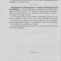 0077 - Page 74 - Nouvelles. Avis / Manipulations bactériologiques et anatomo-pathologiques pour les praticiens