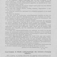 0119 - Page 116 - Revue analytique. John Reimers (Hambourg). — Stérilisation des canaux radiculaires par L'électricité. (Zahnärztliche Rundschau, 1925) / Contribution à l’étude radiographique des tumeurs d'origine dentaire. (Société de radiologie médicale de France)