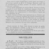 0139 - Page 136 - Nécrologie. Dr Philippe Maréchal / Nouvelles. A. F. A. S