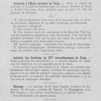 0140 - Page 137 - Nouvelles. A. F. A. S / Ecole dentaire de Paris / Concours à l’Ecole dentaire de Paris / Amicale des dentistes du XVe arrondissement de Paris / Mariage / Naissance