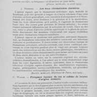 0166 - Page 161 - Revue analytique. Lortat Jacob et Roberti. — Le chancre des gencives (Presse médicale, 22 avril 1925) / J. Troisier. — Les deux rhumatismes dentaires (Société médicale, Hôpitaux de Paris, mai 1925) / G. Worms. — Phlegmon ligneux du cou et oedème du larynx d’origine dentaire (Société de laryngologie, oto-rhin. , Paris. 12 mars 1925)