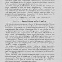 0167 - Page 162 - Revue analytique. G. Worms. — Phlegmon ligneux du cou et oedème du larynx d’origine dentaire (Société de laryngologie, oto-rhin. , Paris. 12 mars 1925) / Bosvici. — L'apoplexie du voile du palais (Journal de Médecine, Paris 24 janvier 1925) / Nogué. — La gingivo-stomatite des nouveau-nés (Journal des Praticiens, 5 sept. 1925)