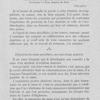 0224 - Page 219 - Travaux scientifiques. Le sinus maxillaire dans les incidents de la pratique journalière par le Dr F. Bonnet-Roy