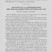 0323 - Page 318 - Réunions d’intérêts professionnels. Activité de la confédération des travailleurs intellectuels en 1925 par Mme Suzanne Grimberg