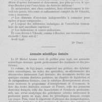 0445 - Page 430 - Bibliographie. Technique de l’anesthésie du nerf maxillaire supérieur par le canal palatin postérieur, par le Dr Jean Vilenski (Thèse de Paris, 1826, arnette) / Annuaire scientifique dentaire