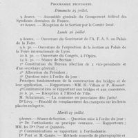 0506 - Page 491 - Réunions et congrès. Association française pour l'avancement des sciences - Section d’odontologie - Congrès de Lyon. Programme provisoire du dimanche 25 juillet au mercredi 4 août