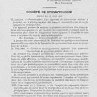 0564 - Page 547 - Sociétés scientifiques. Société Odontologique de France (S. O. F). Séance du 27 avril 1926 / Société de stomatologie. Séance du 27 mai 1926