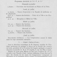 0568 - Page 551 - Réunions et congrès. Association française pour l’avancement des sciences. Congrès de Lyon - Section d’Odontologie. Dimanche 25 juillet / Lundi 26 juillet / Mardi 27 juillet / Mercredi 28 juillet / Jeudi 29 juillet. I. — Solutré (Saône-et-Loire)