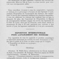 0576 - Page 559 - Réunions et congrès. Association française pour l’avancement des sciences. Congrès de Lyon - Section d’Odontologie. Mercredi 4 août. Excursion finale / Exposition internationale pour l’avancement des sciences