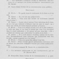 0611 - Page 594 - Sociétés scientifiques. Société d’odontologie de Paris. Réunion du 6 juillet 1926. Les rapports cliniques entre le pronostic des pulpites et la critique de leurs différents traitements, par M. Simone / Un incident opératoire et ses conséquences, par le Dr Bonnet-Roy