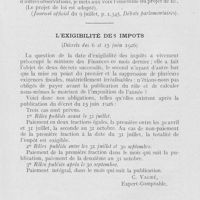 0632 - Page 615 - Intérêts professionnels. Exercice de l’art dentaire en Alsace-lorraine / L’exigibilité des impôts