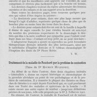 0710 - Page 693 - Bibliographie. Le traitement des dents des enfants (Par Mme Evangeline Jordon; adaptation française de A. Bouland) / Traitement de la maladie de Fauchard par la prothèse de contention (Thèse du Dr Maurice Huguenet)