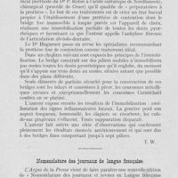 0711 - Page 694 - Bibliographie. Traitement de la maladie de Fauchard par la prothèse de contention (Thèse du Dr Maurice Huguenet) / Nomenclature des journaux de langue française