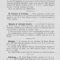 0713 - Page 696 - Nouvelles. Légion d’honneur / En l’honneur de Fauchard / Examens de chirurgie dentaire / Mariages / Naissances
